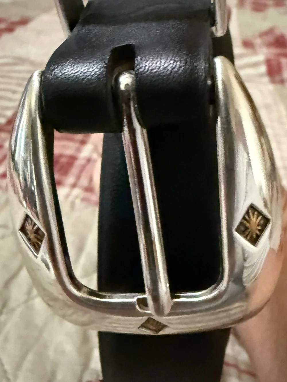 36” Black Leather Concho Belt with Silver Decorative Buckle